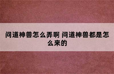 问道神兽怎么弄啊 问道神兽都是怎么来的